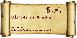 Bölöni Aranka névjegykártya